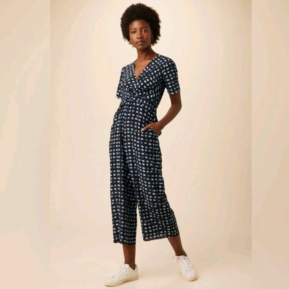 Amour Vert Fantasia Ecovero Jumpsuit Italia Black White Twist Front Small NEW